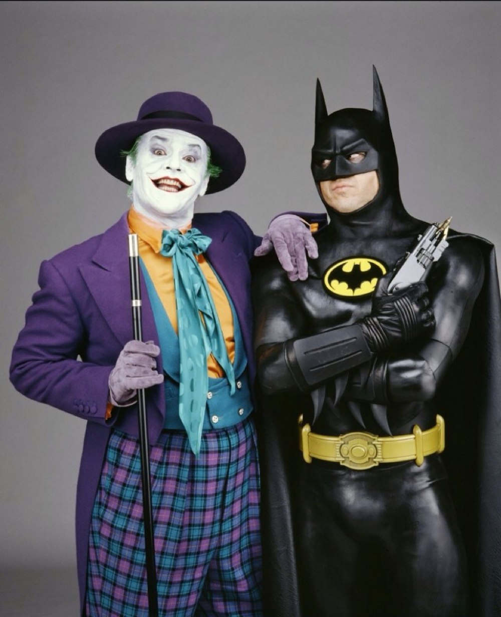 Michael Keaton as batman and his Batsuit