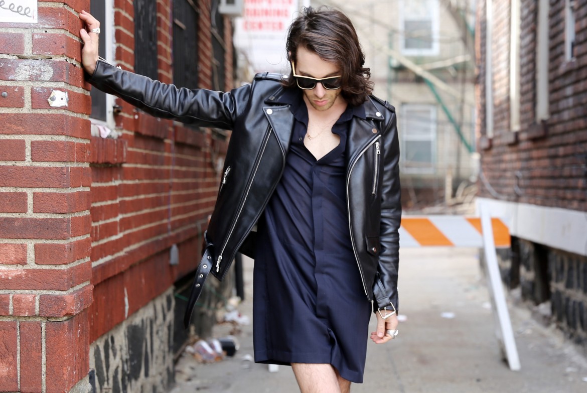 Romper with outlet leather jacket