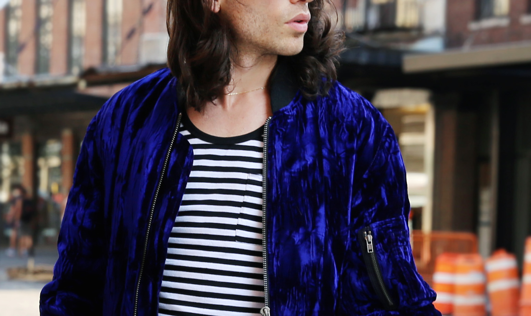 Haider ackermann sale blue velvet bomber