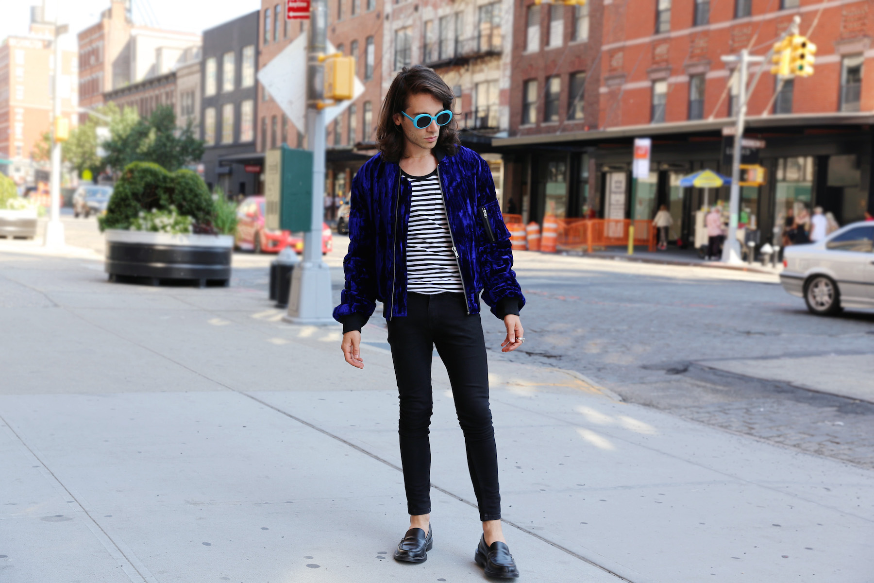 A Blue Velvet Bomber At #NYFWM