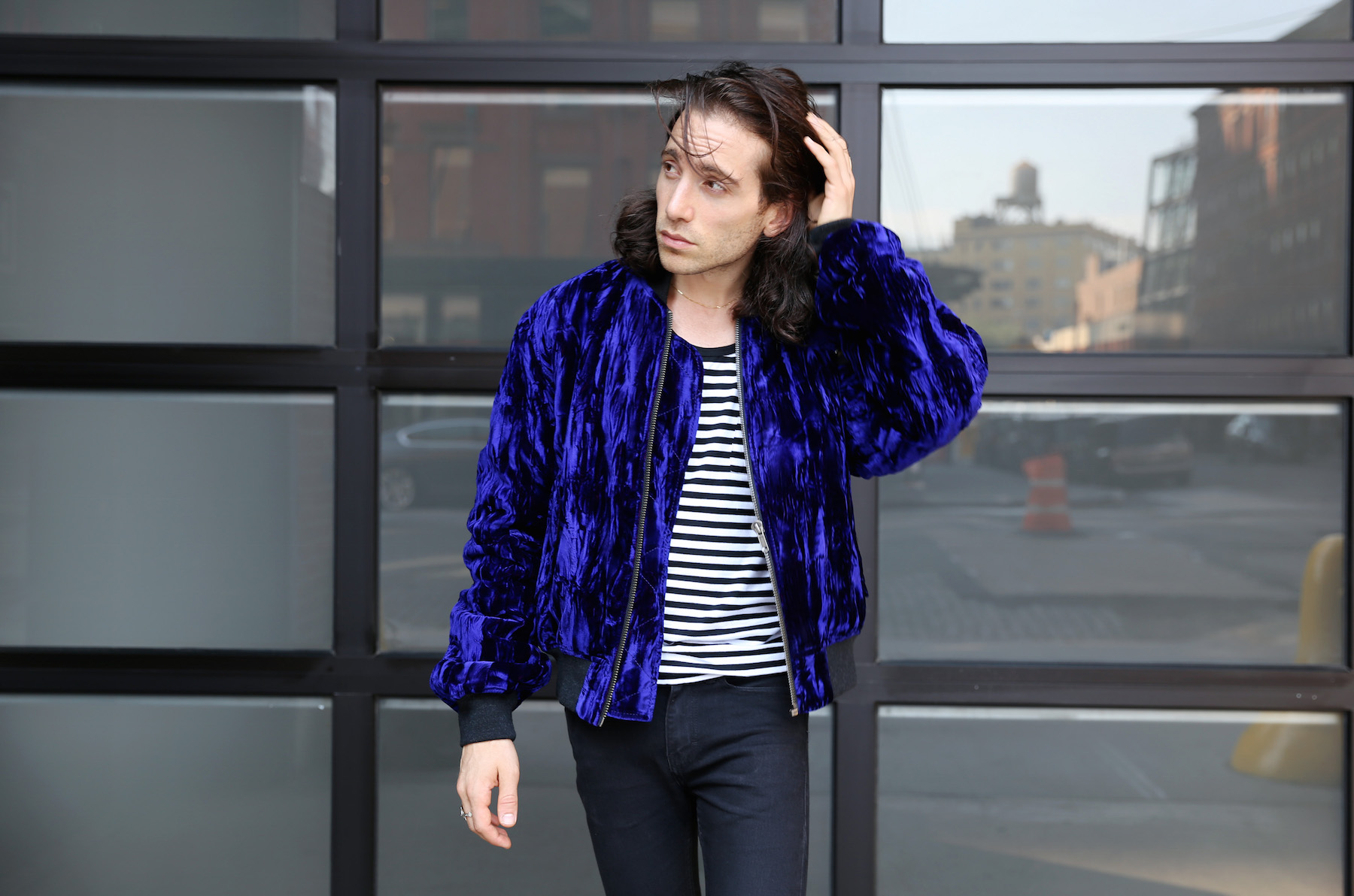 A Blue Velvet Bomber At #NYFWM